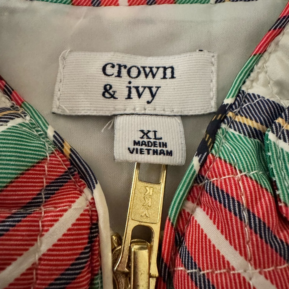 Crown & Ivy Plaid Women’s Vest Size XL - Picture 4 of 5